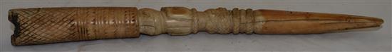 A Yoruba ivory divination tapper and rattle Iroke Ifa, late 19th / early 20th century, 14.5in.
